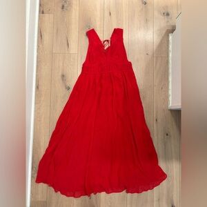 Banana Republic Red Crinkle Flowy Midi Dress